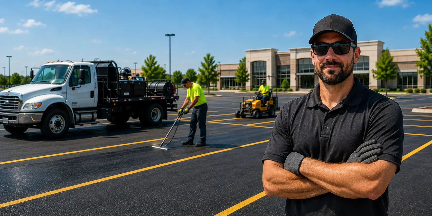 Wichita Parking Lot Maintenance crew and equipment
